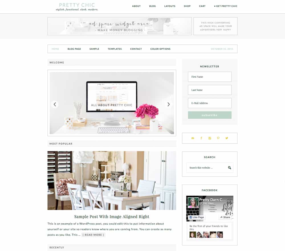 Feminine WordPress Theme Pretty chic Theme
