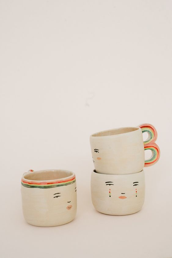 Ceramic Cup with Faces