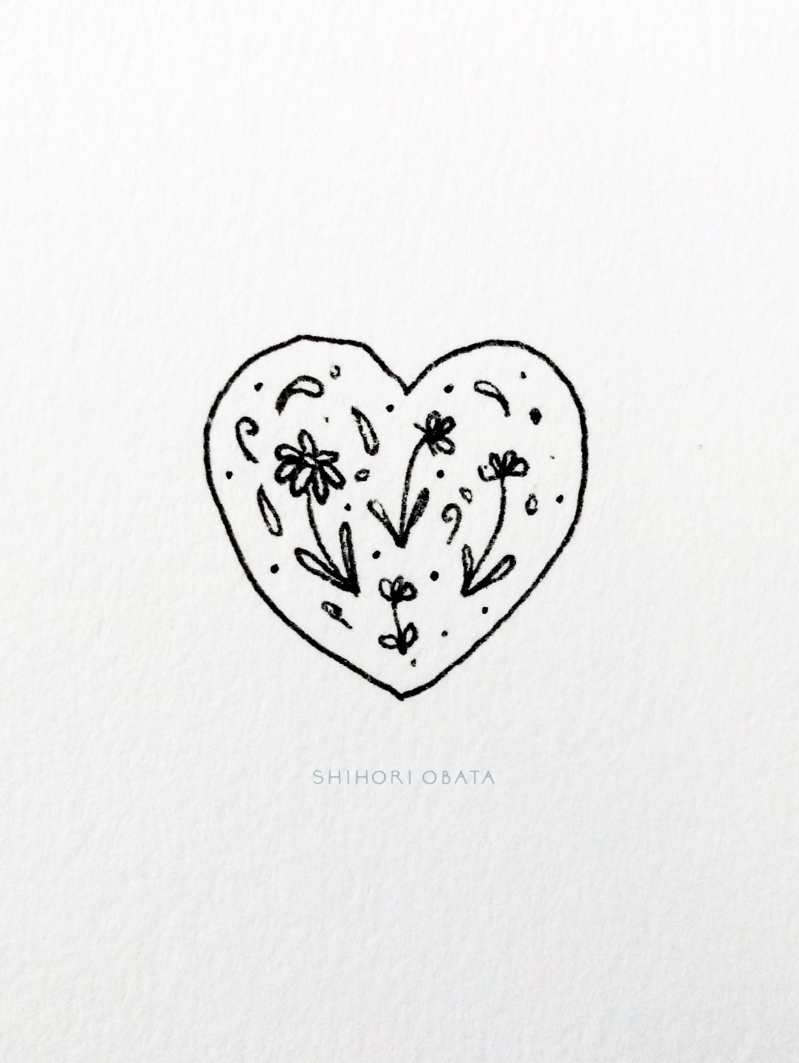 Heart with Flowers Drawing Idea
