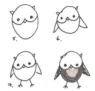 Simple Easy Owl Animal Drawing Idea