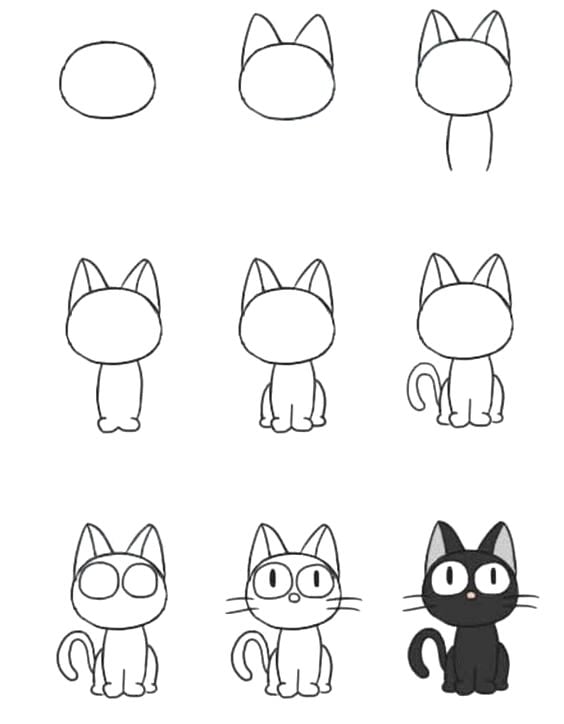 Easy Cat Drawing idea Step by Step