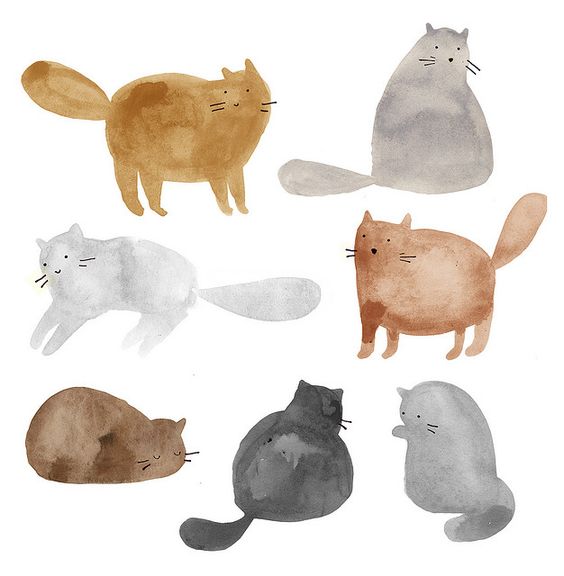 Easy Simple Watercolor Art Cat Painting