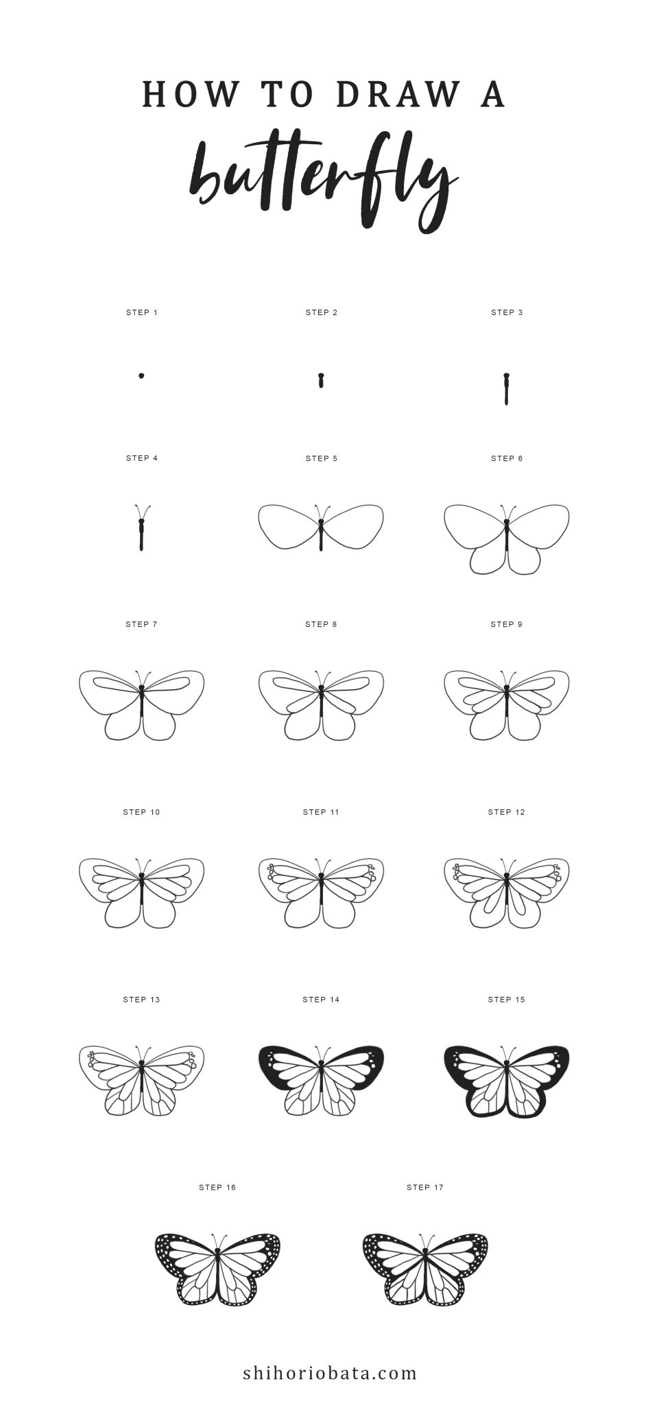 How to Draw a Butterfly Easy Step by Step Tutorial