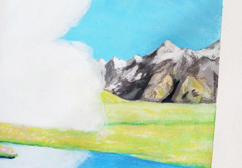 how to paint landscape using gouache