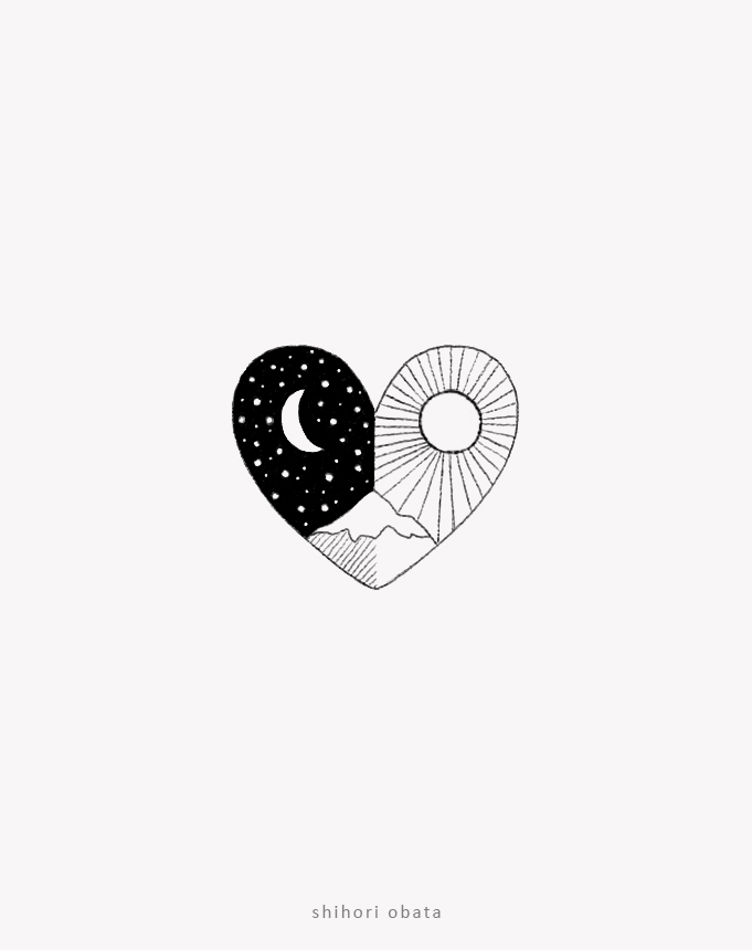 heart drawing mountain easy