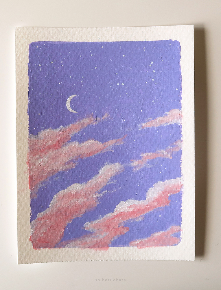 purple sky painting clouds