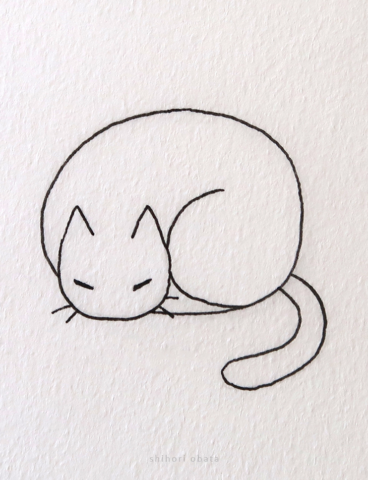 sleeping cat drawing