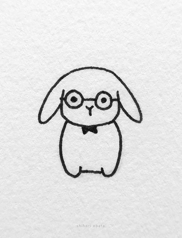 rabbit glasses drawing