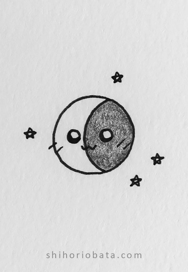 cute moon drawing doodle