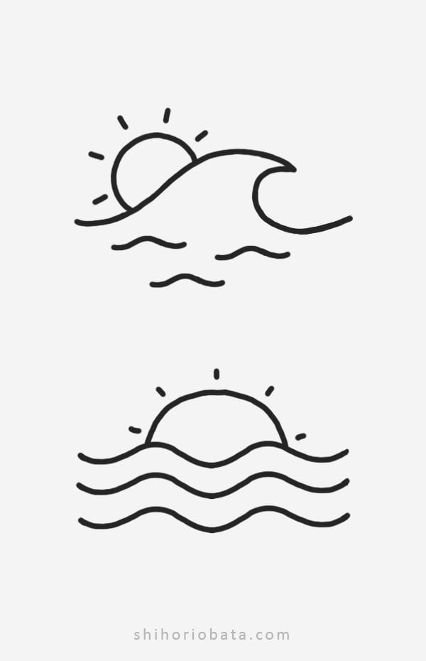 ocean line art doodles
