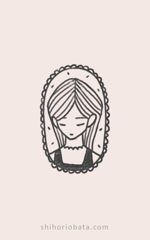 eyes closed girl drawing