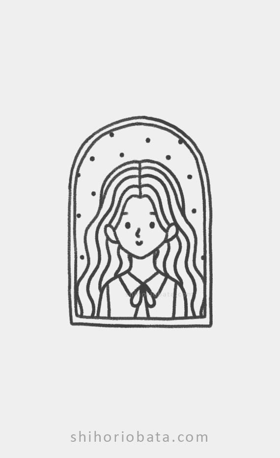 long hair girl drawing