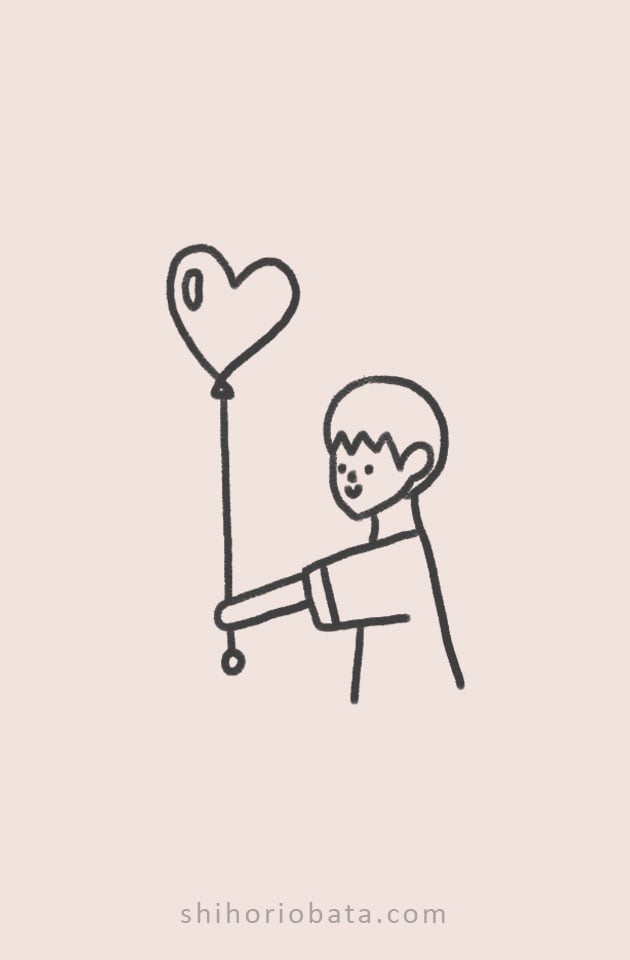 heart balloon drawing