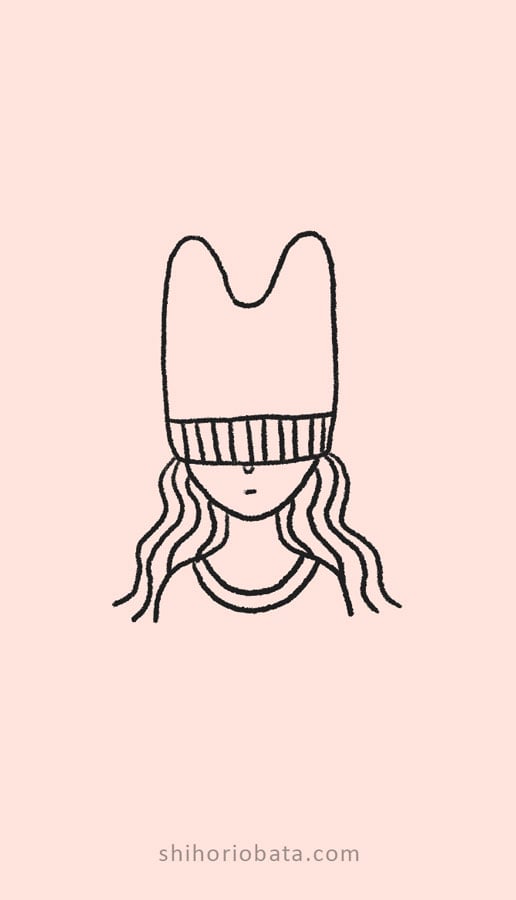 beanie girl drawing