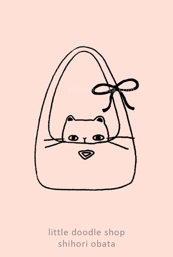 purse bag cat drawing