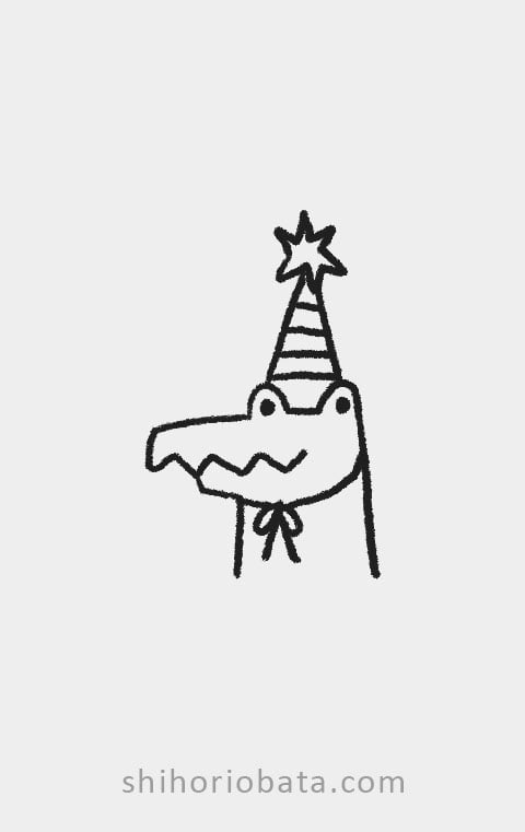 party hat crocodile drawing