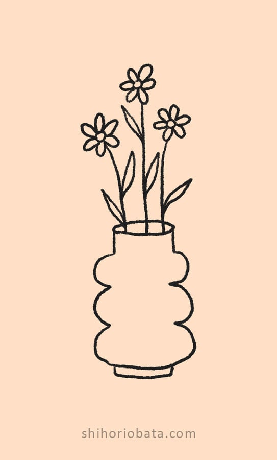 vase flowers drawing