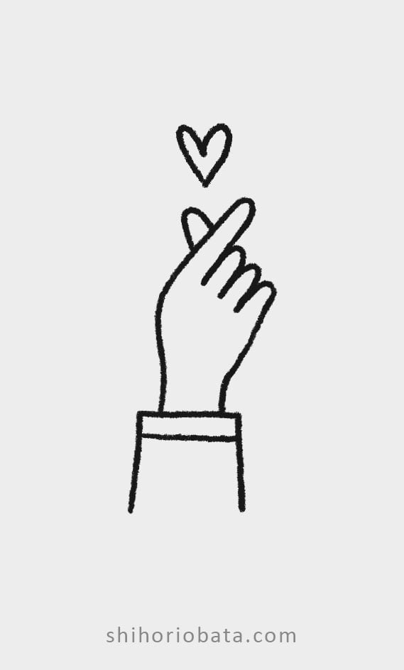 heart hand sign drawing