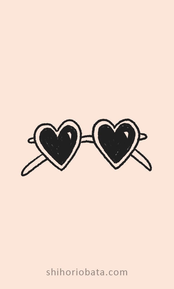 heart sunglasses drawing