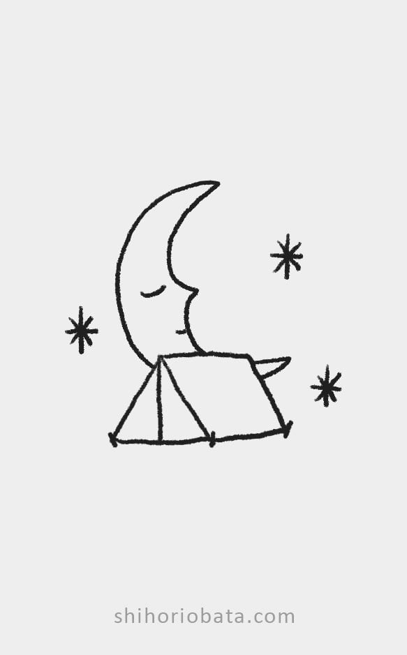 moon and tent drawing