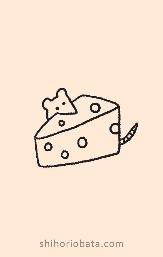 mouse and cheese drawing