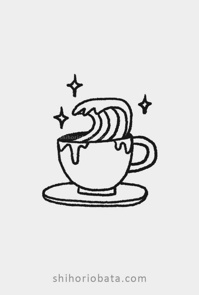 wave teacup drawing