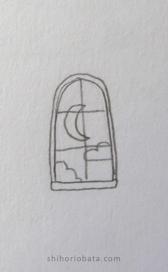 window drawing moon