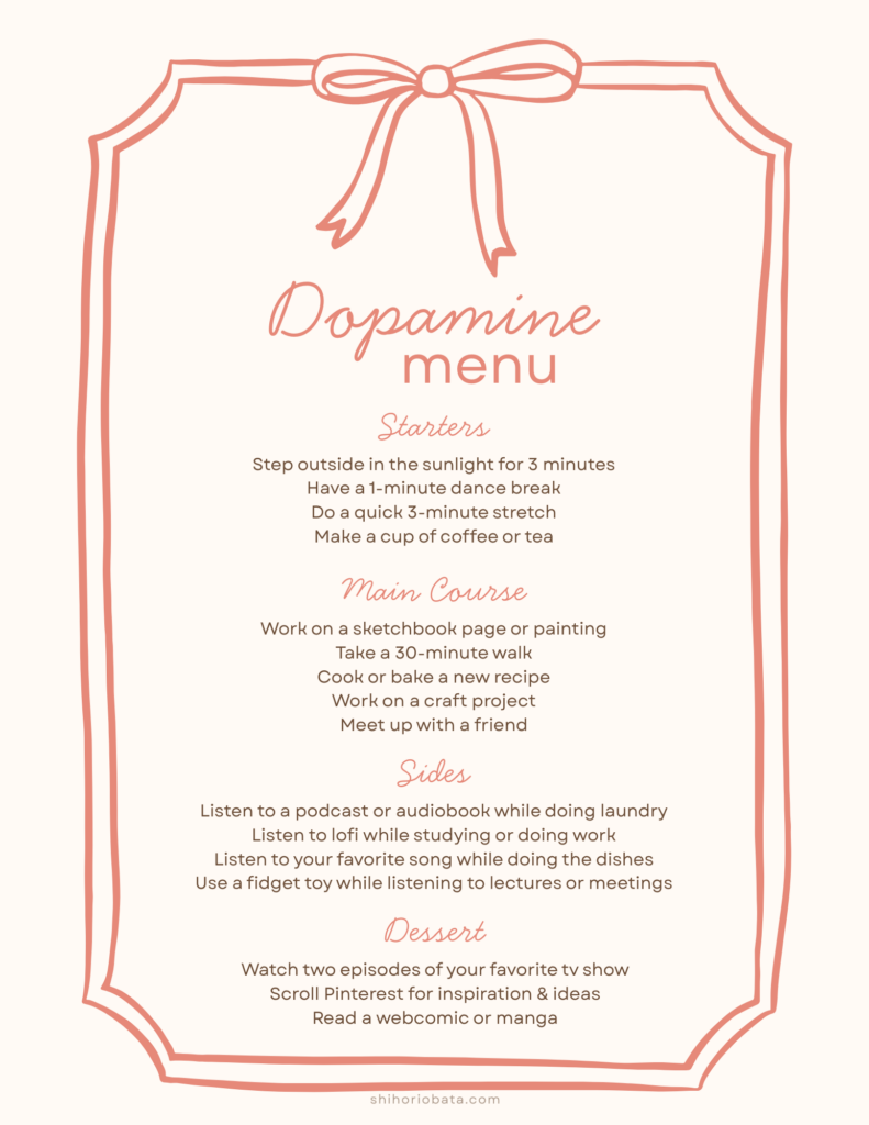 pink dopamine menu aesthetic cute